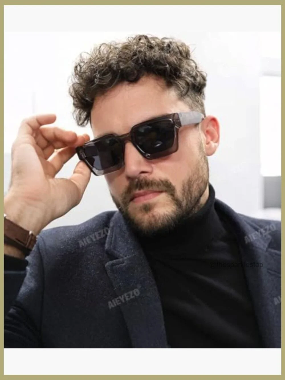 Square Thick Frame Sunglasses Polarized UV Protection Acetate Retro Shades